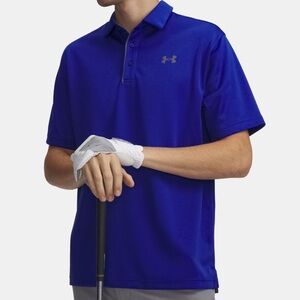 Under Armour HeatGear Golf Polo Shirt Mens 3XL Royal Blue Loose Fit Performance